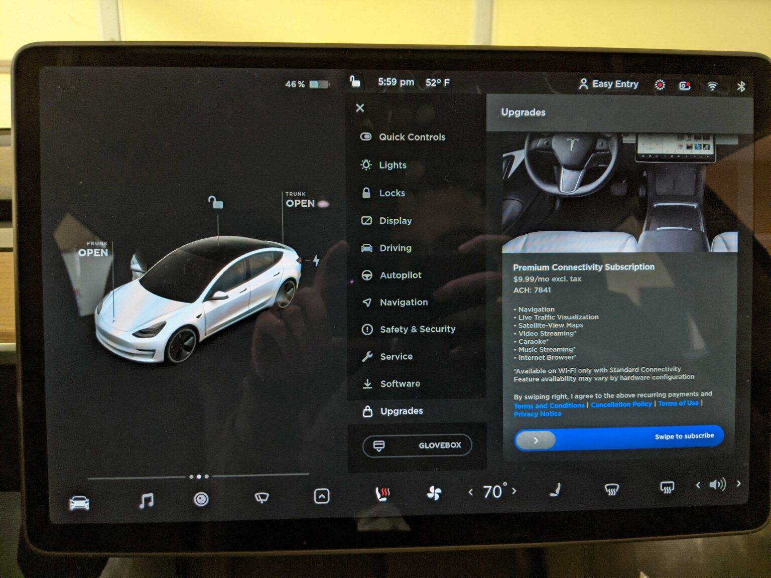Tesla software update enables incar purchases and subscriptions